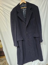 Vtg Chaps Mens Long Navy Lambswool Overcoat Sz R48 NWT