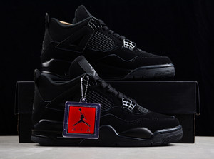 Jordan 4 “Black Cat”Retro Men's Black Basketball Shoes Mid-Top
