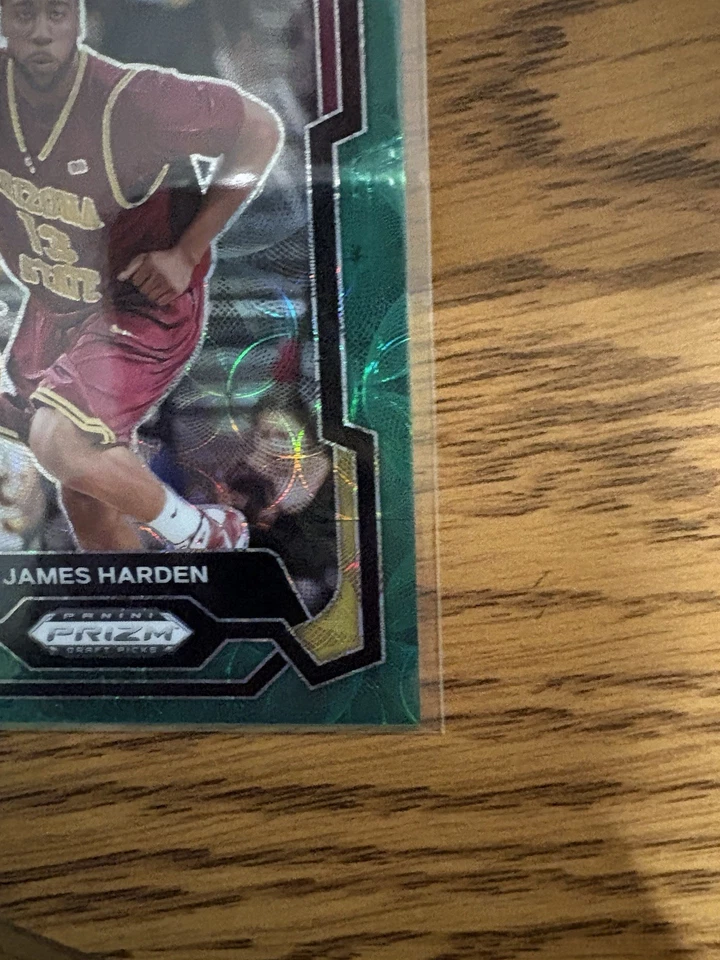 Selecciones de draft Panini Prizm 2024 - James Harden #41 mira verde Prizm/8 SSP Foto 4 de 4
