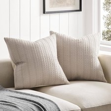 Set of 2 Waffle Throw Pillow Covers 20x20 Inch - Taupe - 20x20 Inch