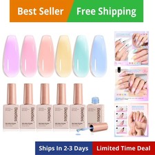 Beetles Gel Nail Polish Set - Pastel Pink Yellow Green Blue Glitter Ma...