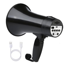 UZOCHI 20 Watt Rechargeable Megaphone Bullhorn Speaker, Siren and 240s Black