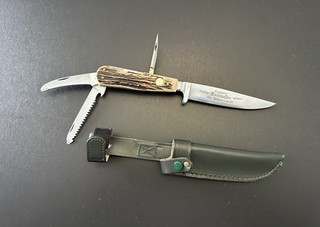 Cuchillo de caza vintage 1966 PUMA 3591 Waidmesser ciervo Solingen Alemania