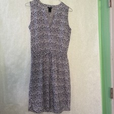 Ann Taylor Loft Womens A Line Mini Dress XS Blue White Sleeveless