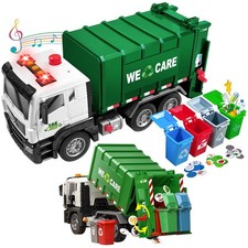 Garbage Truck Toy, Large Friction Powered Trash Toy with Light