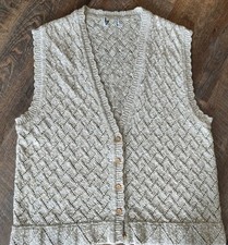 Vintage Sweater Vest Cardigan Grandma Corp Lacey Scallop No Tags Size Large 