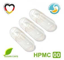 Gastro Resistant Empty Capsules &bull; Plant Based Vegan HPMC &bull; Size 00 &bull; Cellulose