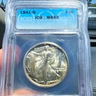 1941-D Walking Liberty Half Dollar 50C ICG MS66 Business Strike Denver