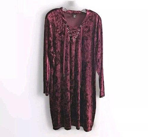 City Streets Plus Size 2X Dress Crushed Velvet Burgundy Red Renaissance Costume