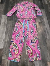 Nick  Nora Pink Paisley 2 piece Flannel Pajama Set Medium