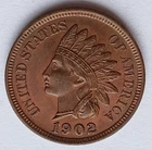 1902 Indian Head Cent Ch BU RB, Nice Grade Penny 1C coin