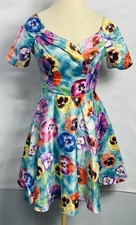 Elegant Satin Boat Neck Dress Size S/M Lined Floral
