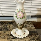 Vintage Floral Milk Glass Table Lamp White, Corded Electric, Twist Control