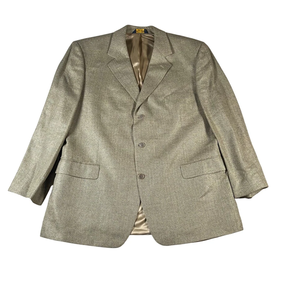 Спортивное пальто Brooks Brothers, мужское 48R золото шелк шерсть елочка Academia - Изображение 2 из 4