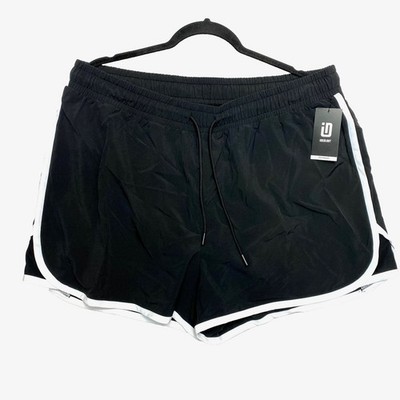 Ideology Shorts Womens 1X Deep Black White Stripe Running $29