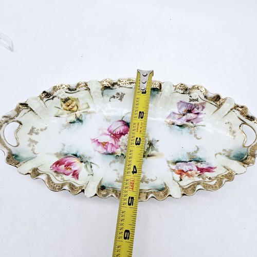 RS Prussia Porcelain Celery Dish Flowers Gold Trim 9" Early 1900s Antique - Picture 7 of 10