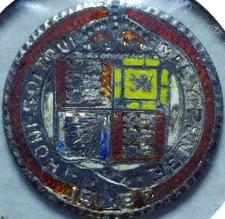 VINTAGE RARE - 1887 GREAT BRITAIN ENAMELED VICTORIA SILVER - EC 7282