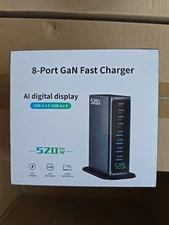 520W USB C Fast Charger Block, 8 Port USB Charging Station, GaN Charger Doubl...