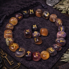 Multi Fluorite Rune Stones Set   25 Engraved Gemstone Runes Natural Crystal