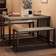 Kitchen Dining Table Set for 4 People Dinner Table with 2 Bench for Dining Room