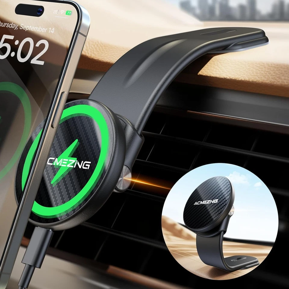 Relocatable Car Phone Holder: Magnetic Wireless Charger - Image 3 of 4