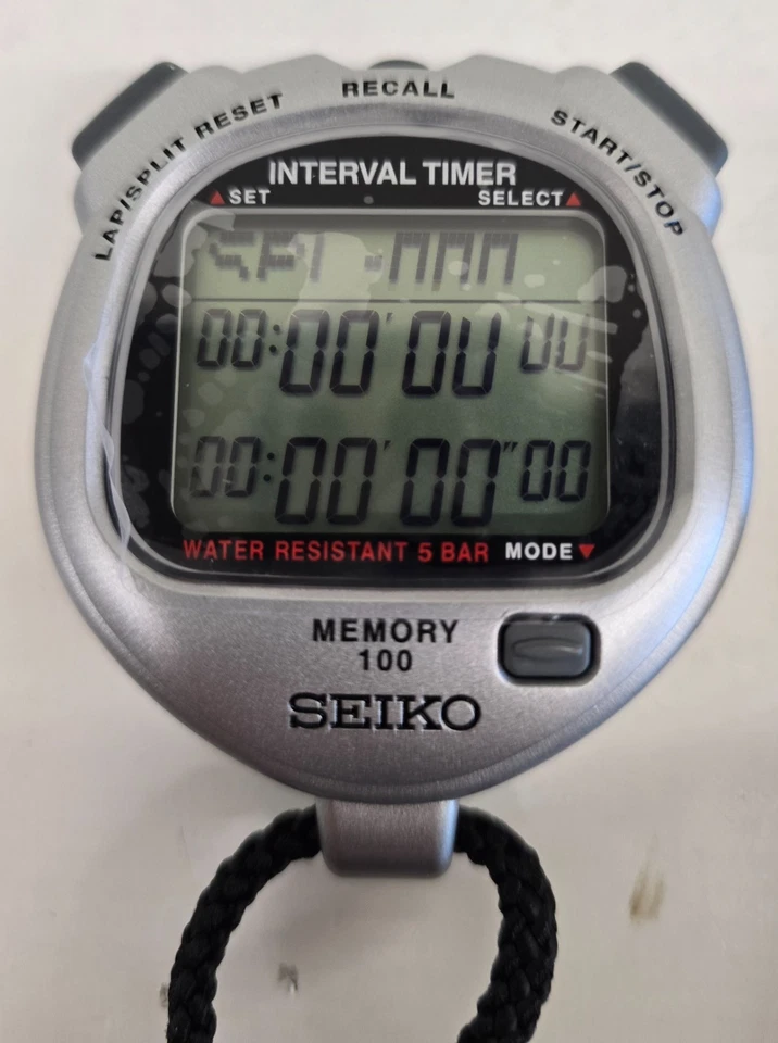 Temporizador doble Seiko 100 vueltas temporizador de cuenta regresiva de 2 canales tiempo dividido/de vuelta -S057 Foto 4 de 4