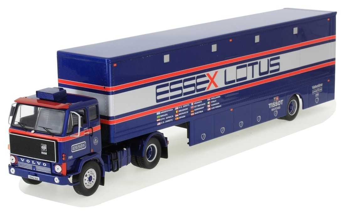 Volvo F89 Team Essex Lotus IXO 1/43 remorque pour diorama de course vintage