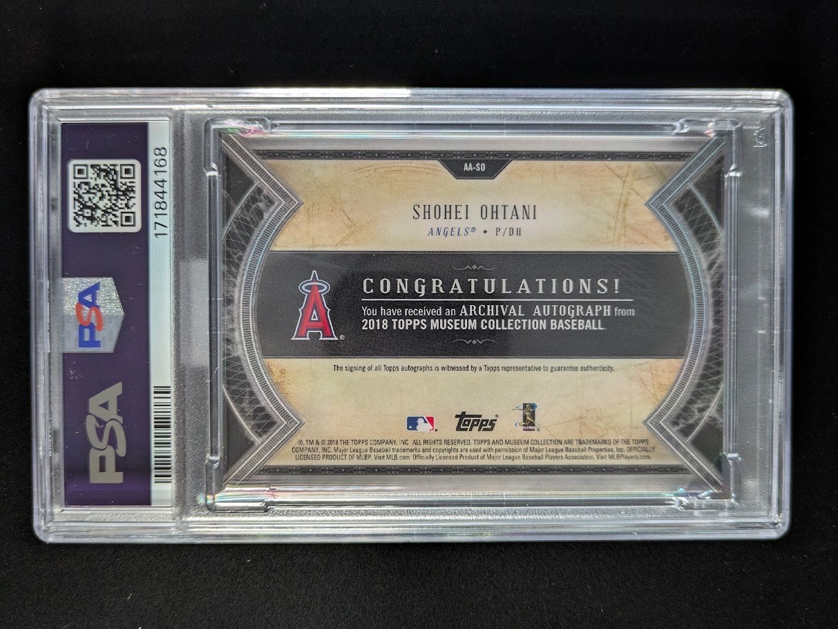2018 Topps Museum Coll. SHOHEI OHTANI 3/199 Rookie RC Auto #AA-SO PSA 9 MBA Gold view 2