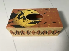 Lang Bob’s Boxes Halloween night Trick Or treat Witch Moon Bats Tissue Box Cover