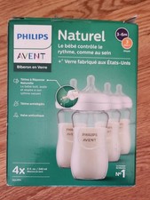 Philips Avent Glass Baby Bottles 4-8 fl.oz New Open Box Natural Response No Drip