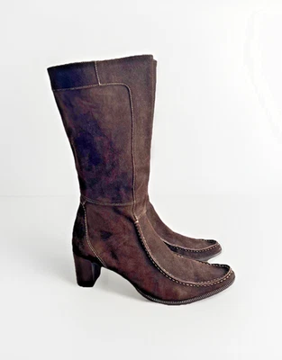 Vintage RALPH HARRISON 39EU Brown Suede Boots White Stitching Made in Italy - Bild 1 von 4