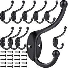 Wall Hooks,10Pcs Coat Hooks Hardware Towel Hooks for Hanging Coats Double No Rus