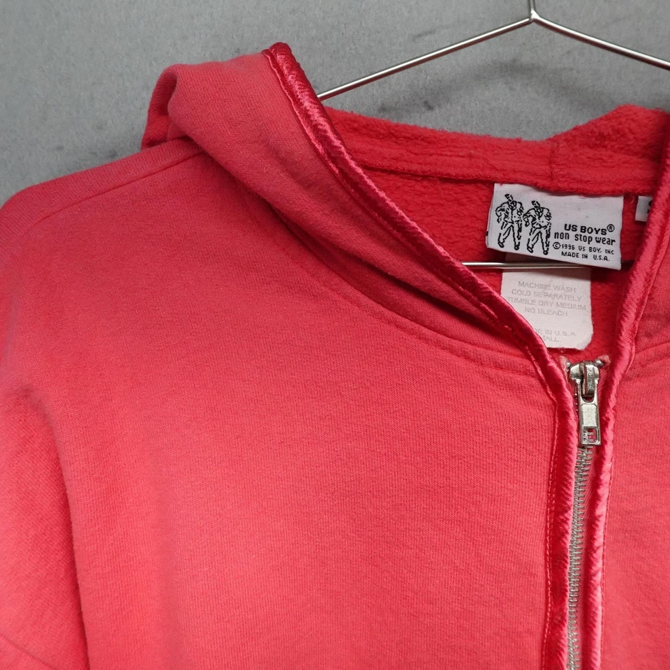 Винтажная женская толстовка с капюшоном US для мальчиков без остановок маленькая розовая на молнии сделано в США 90-е - Изображение 2 из 4