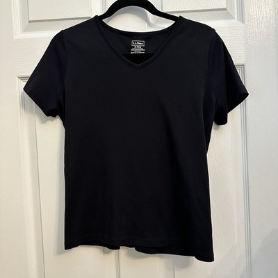 L.L. Bean Women's Black V-Neck t-shirt size M- #0301