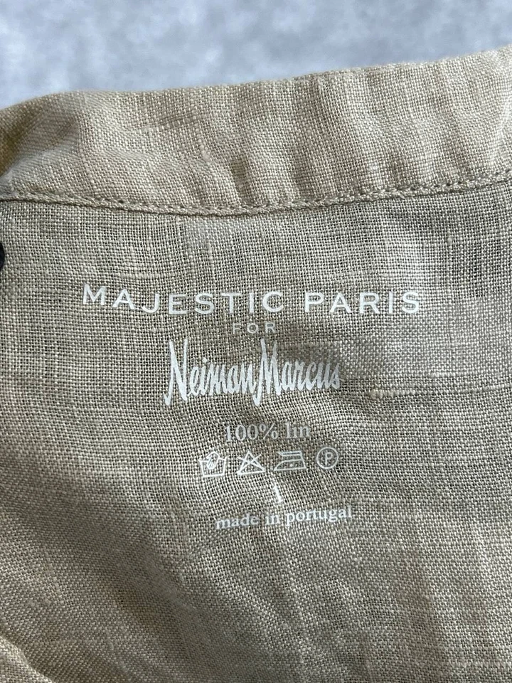 Camisa Pullover Neiman Marcus Mujer Xs Marrón Lino Nueva Foto 3 de 4
