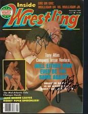 EB2869  TONY ATLAS   JESSE VENTURA  signed VINTAGE Wrestling Magazine w/COA