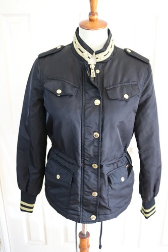 Juicy Couture Military Style Jacket Gold Braid Trim Zip & Snap Closure sz SM - Picture 2 of 14