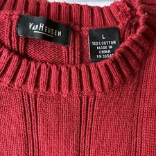 Van Heusen Men's Sweater Size Large Red 100 Cotton NWOT