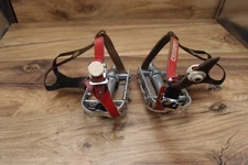 road bike flat platform pedals KYOKUTO PRO VIC II Japan + toe clips BRC Italy