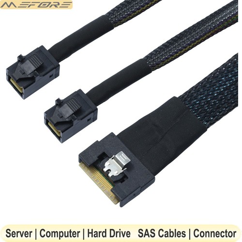 PCI-E Slimline SAS SFF-8654 8i 4.0 to 2X SAS HD SFF-8643 Server Connection Cable - Picture 4 of 6