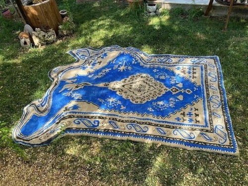 Melting Oriental Rug-Blue, Hand tufted 100% Wool Soft Area Rug Carpet - Picture 5 of 5