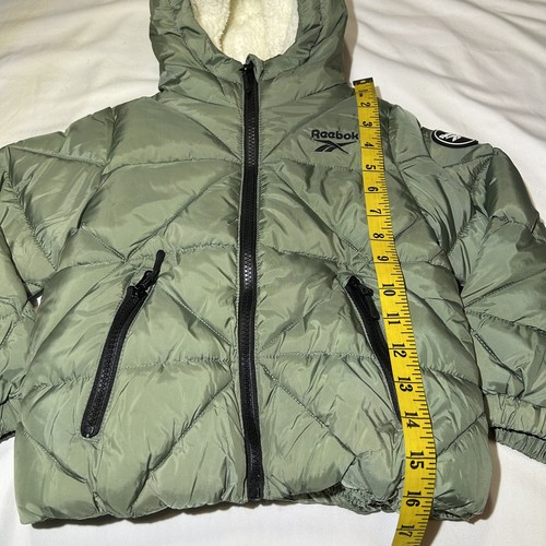 Reebok Unisex Winter Jacket Faux Fur Lined Hooded Full Zip Green Size 4 NEW! - Picture 2 of 10