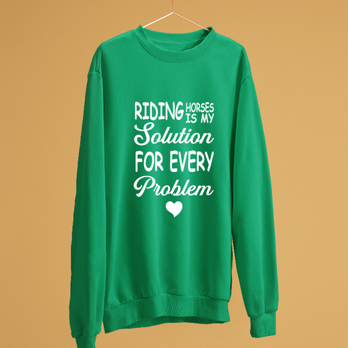 RIDING HORSES IS MY SOLUTION SWEATSHIRT EQUESTRIAN LOVERS PETS RIDING FUNNY GIFT - Picture 6 of 24