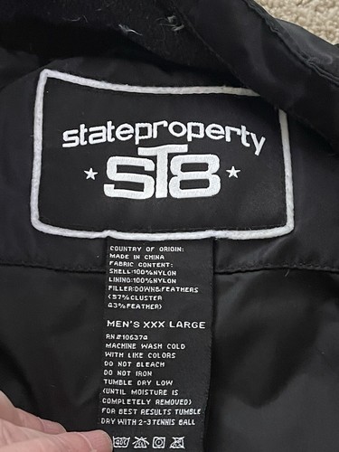 Vintage ST8 STATE PROPERTY Black Quilt Lined Jacket Coat Sz XXXL MEN 313 - Picture 6 of 11