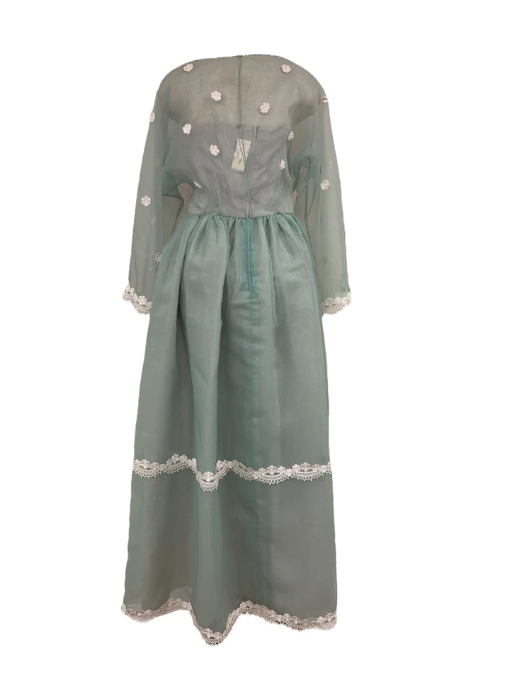 Винтажный винтажный 1970-х William Pearson пастель светло-синий чистый цветочный платье для официальных приемов - Изображение 2 из 4