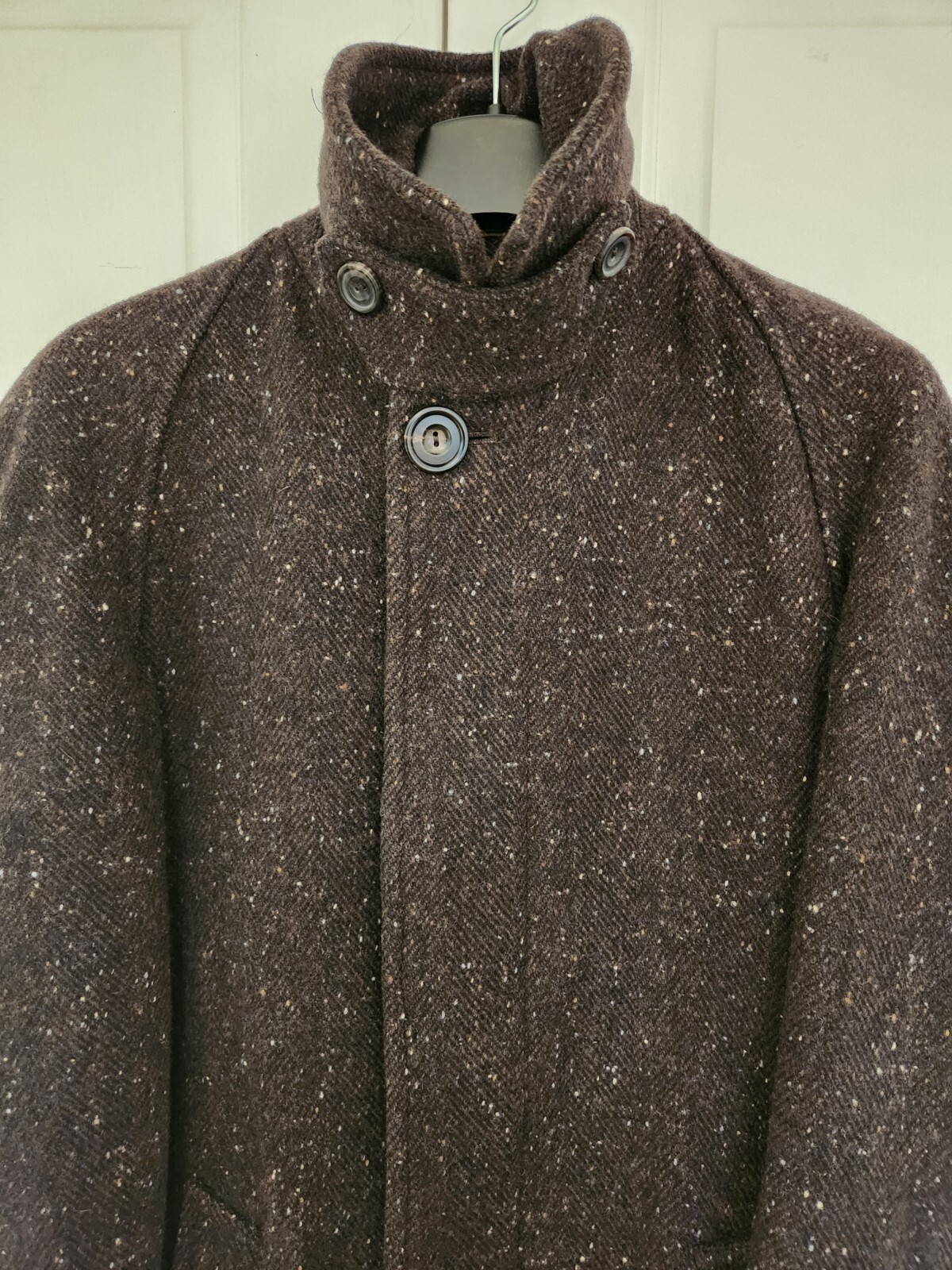 Permanent Style Private White Donegal Tweed Raglan Coat Brown Size 2