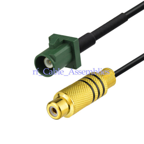 RCA Female Jack to Fakra E male plug cable RG174 pigtail 15cm for 6002 Car TV - Picture 1 of 4