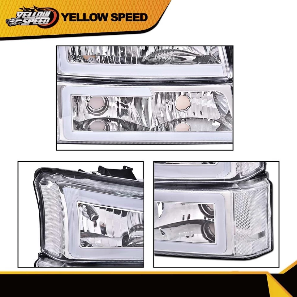 Faros + luz de parachoques aptos para Chevrolet Silverado 1500 2500HD 3500 2003-2006 Foto 4 de 4