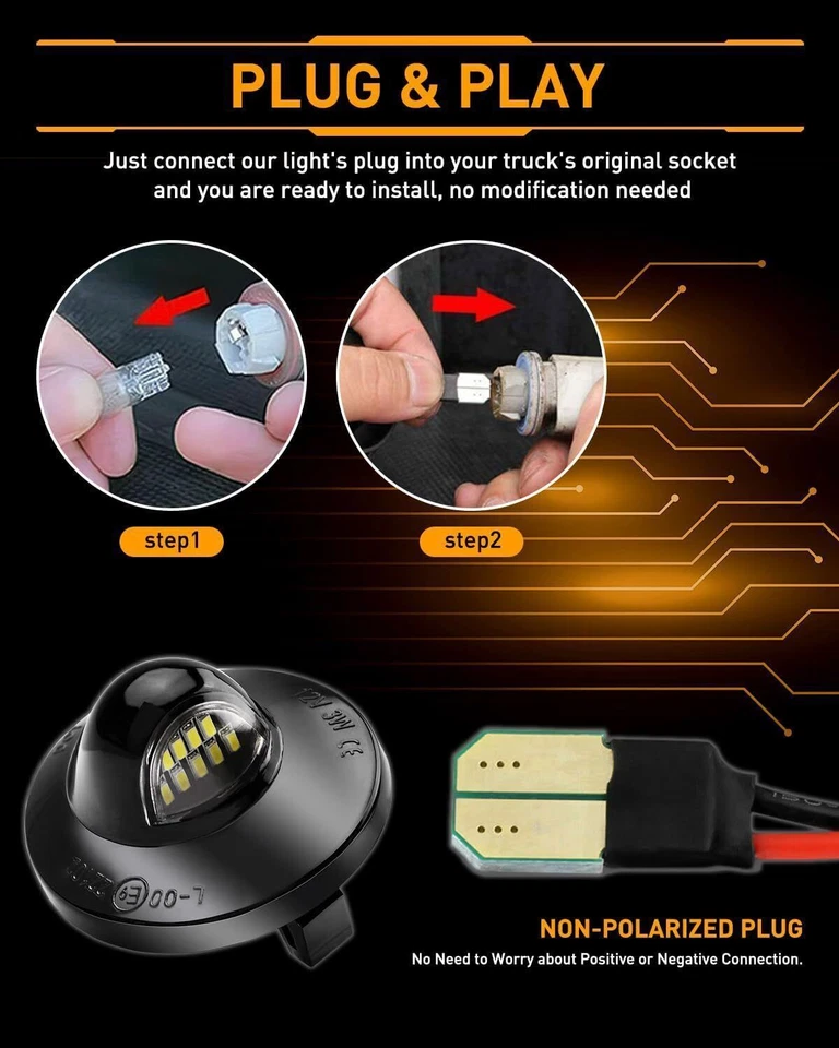 Pair LED License Plate Light Tag Lights for 1999-2014 Ford F-150 F150 Pickup Foto 4 de 4