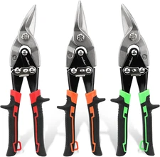 3 Pack Aviation Tin Snips Set, 10 Inch Metal Straight Cut Left Cut Right Cut